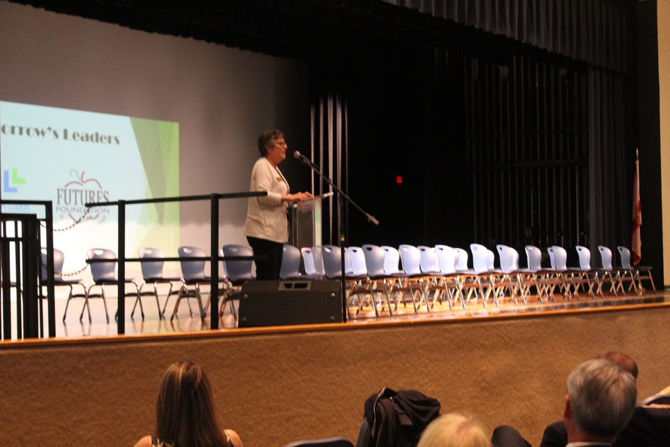 School Board Chairman Linda Cuthbert with School Board greetings